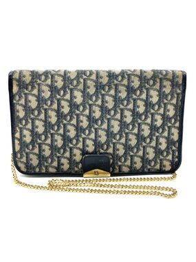 Dior Monogram Canvas Clutch/ Crossbody in Navy and Beige